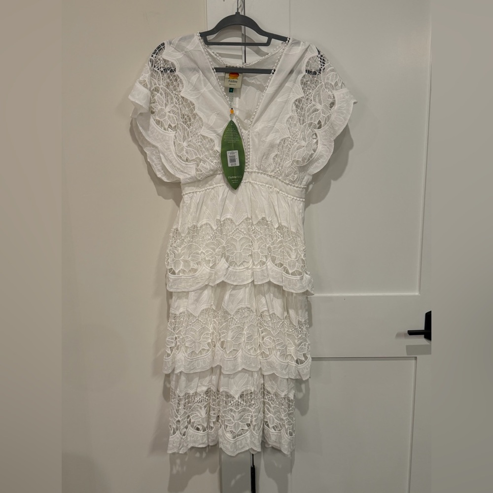 FARM RIO Off White Richelieu Midi Dress NWT's Size Small‎ - Picture 5 of 14